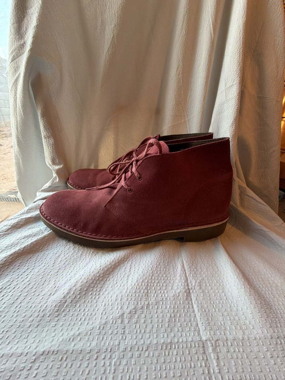 Clark's BurgundySuede Bushacre 2 Chukka/Desert Boot,